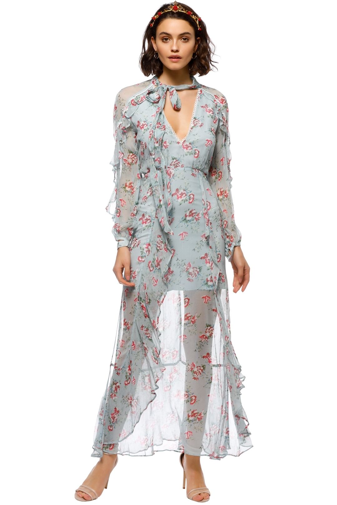 Talulah - The Knowing Midi Dress - Blue Floral - Front