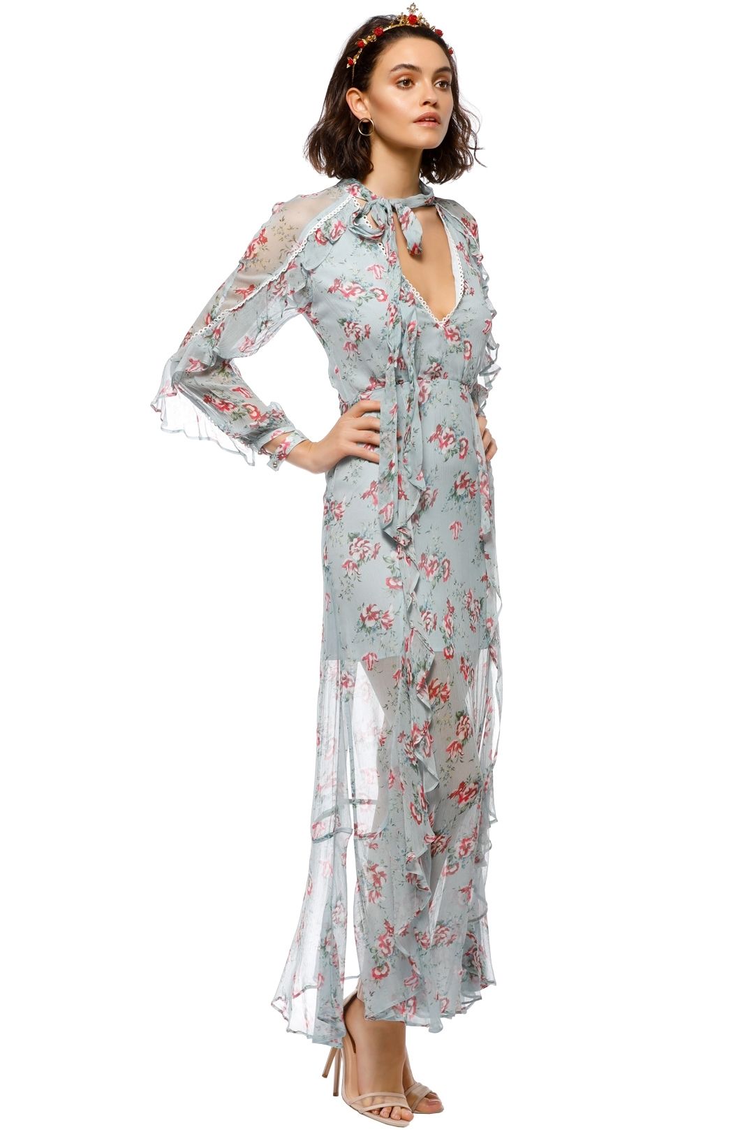 Talulah - The Knowing Midi Dress - Blue Floral - Side