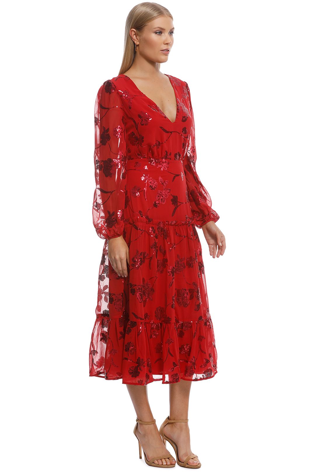 Talulah - Valiant Midi Dress - Red - Side