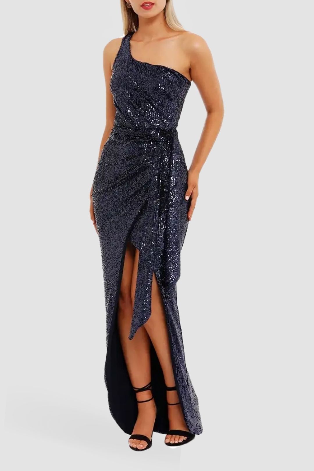 Nookie Palazzo Gown Navy High Slit Skirt