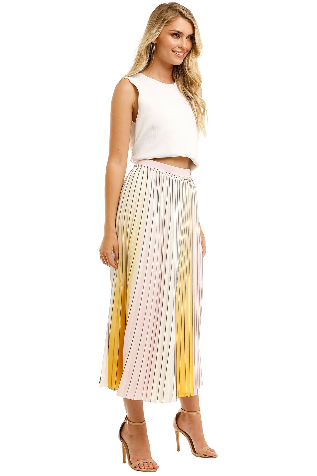 Ted-Baker-Noviia-Pleated-Ombre-Skirt-Yellow-Side