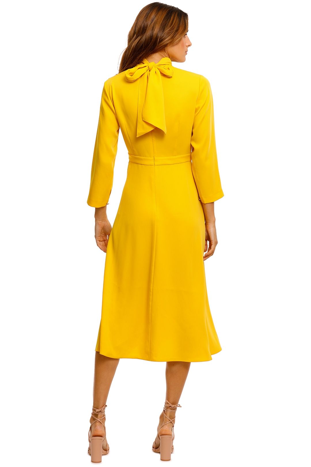 Ted Baker Jilliie V Neck Pleat Dress yellow