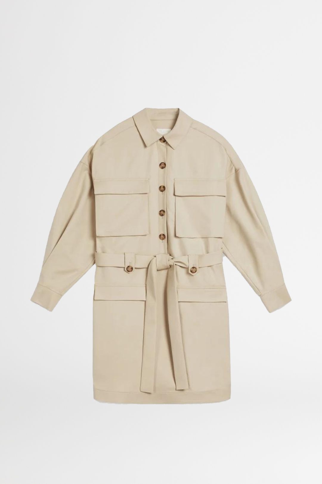 Ted Baker Sharlaa Mini Oversized Utility Shirt Dress Natural