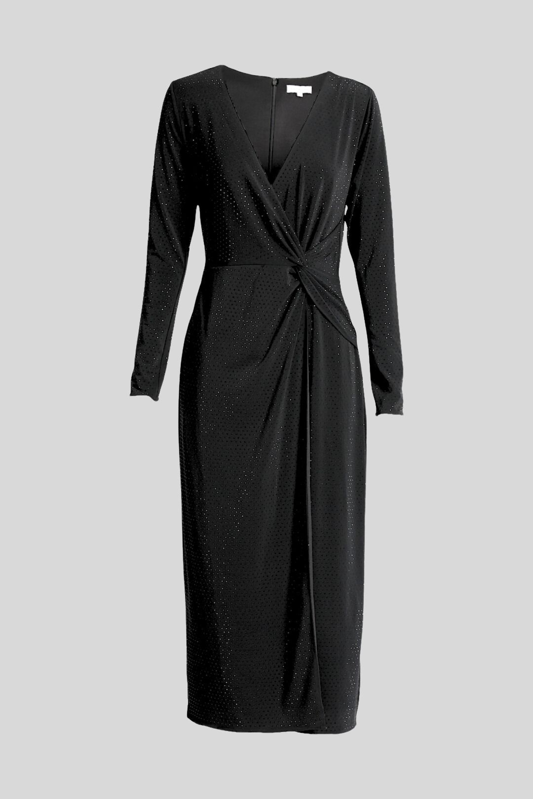 Halston Heritage Tenaya Crystal Jersey Midi Dress in Black