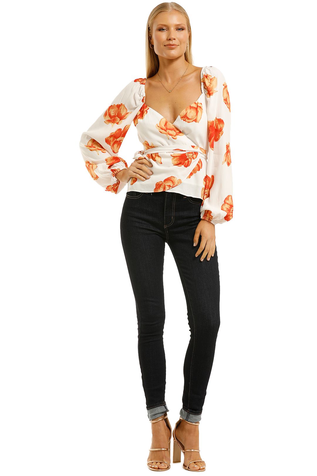 Frenchie Top in Fallen Flowers by The East Order for Rent | GlamCorner