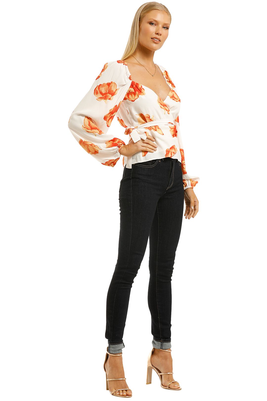Frenchie Top in Fallen Flowers by The East Order for Rent | GlamCorner