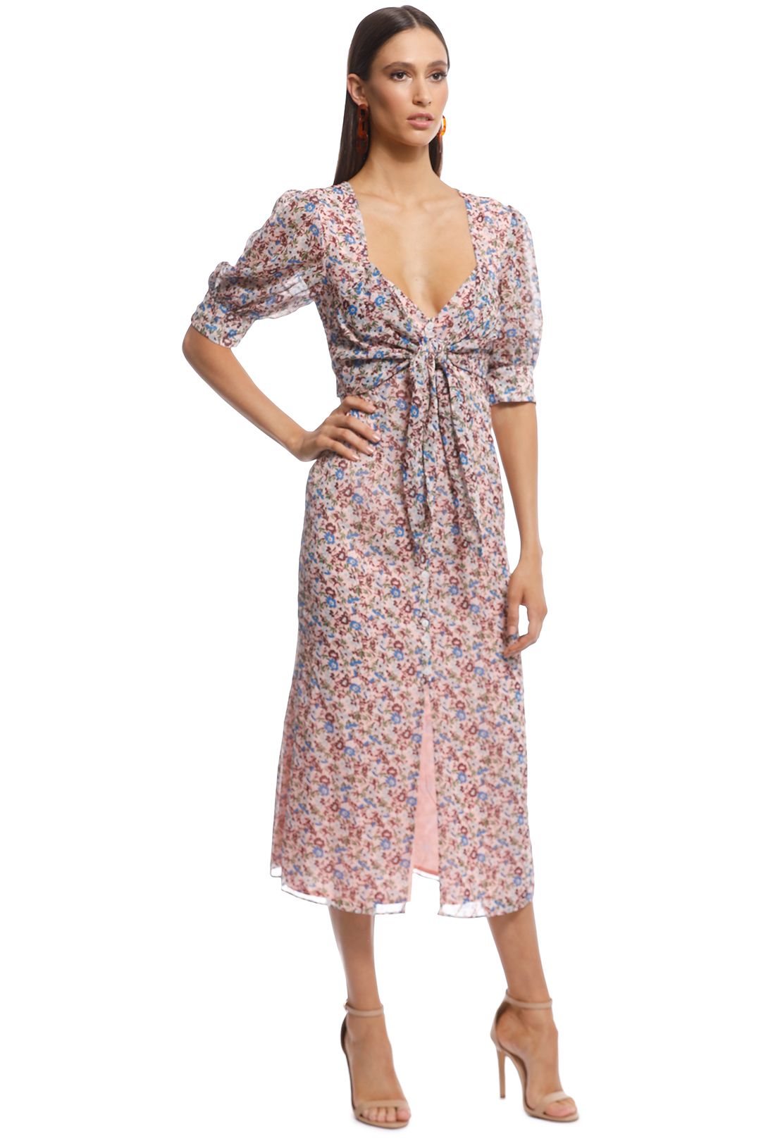 The East Order - Sophie Midi Dress - Blush Floral - Side