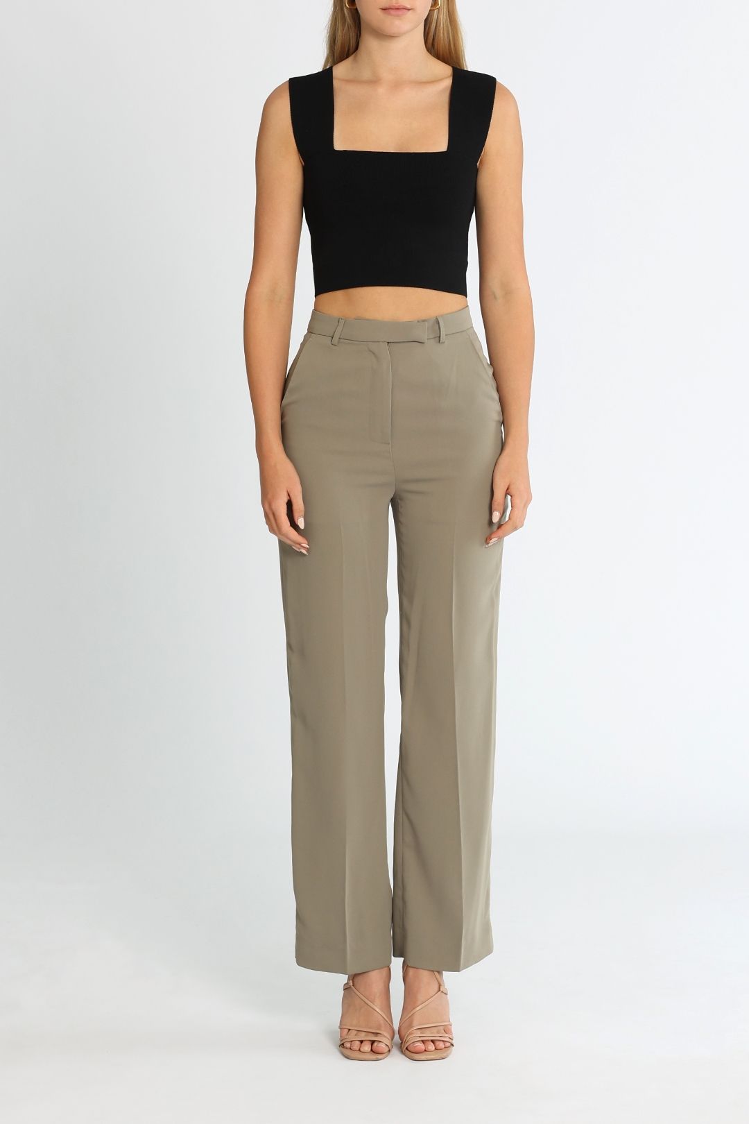 The Frankie Shop Isla Tailored Trousers Coriander