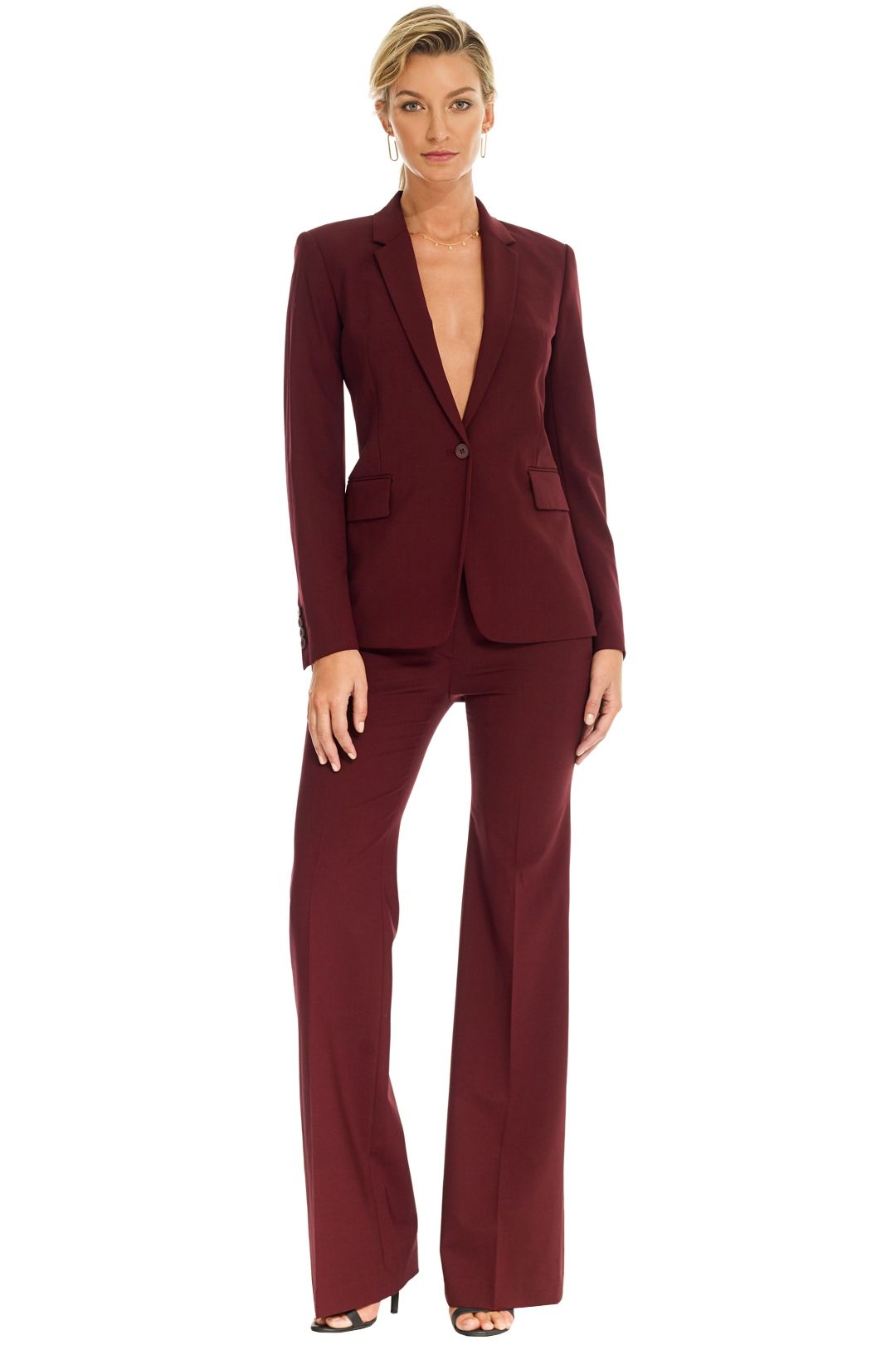 Theory - Crepe Jacket and Pant - Burgundy - Front
