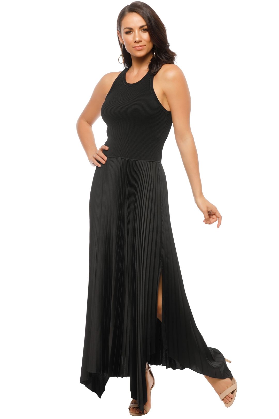 theory vinessi pleated maxi dress