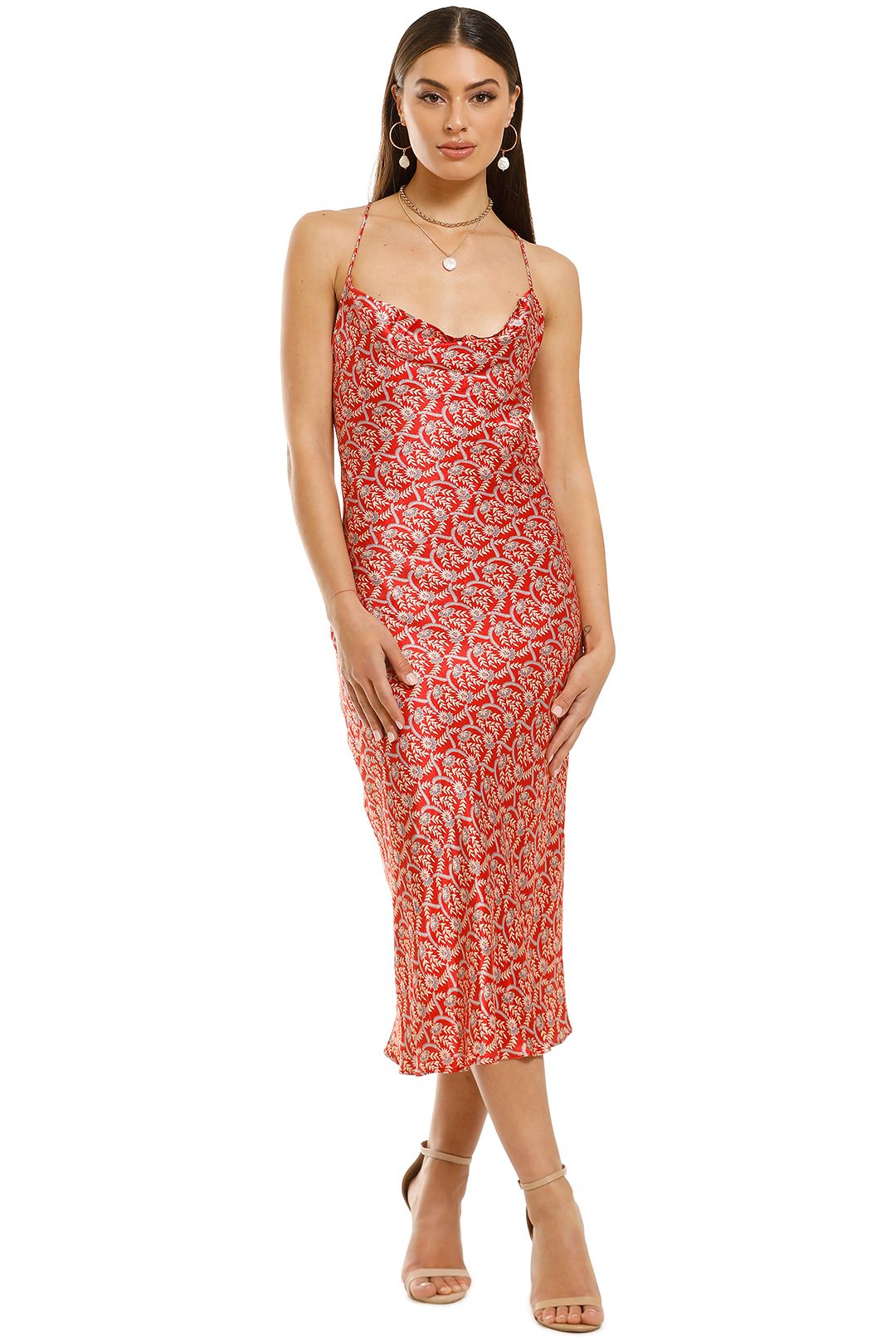 Cherry & Gold Mist Side Bias Shift Dress