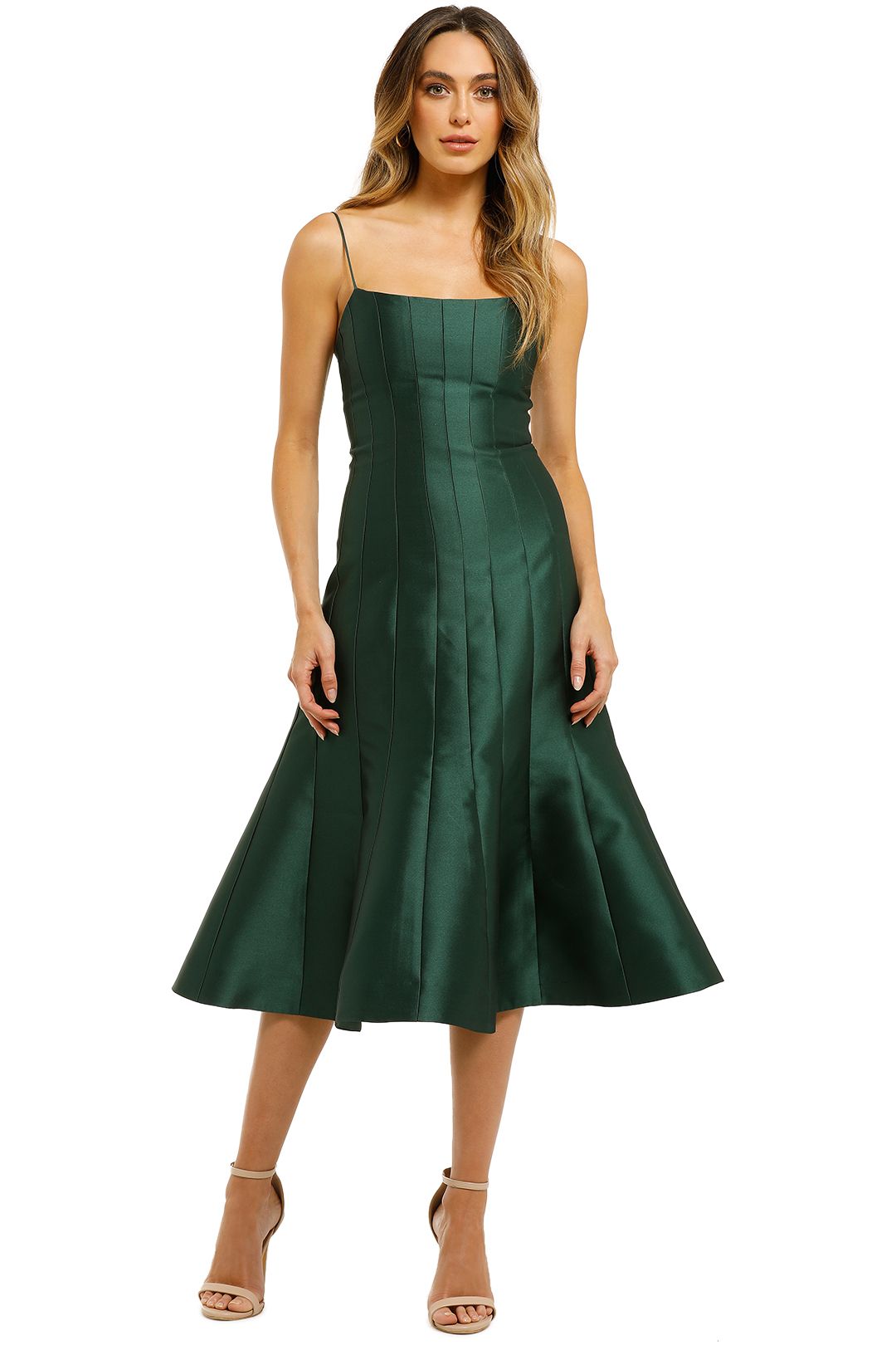 Caspian Dress in Bottle Green by Thurley for Rent | GlamCorner