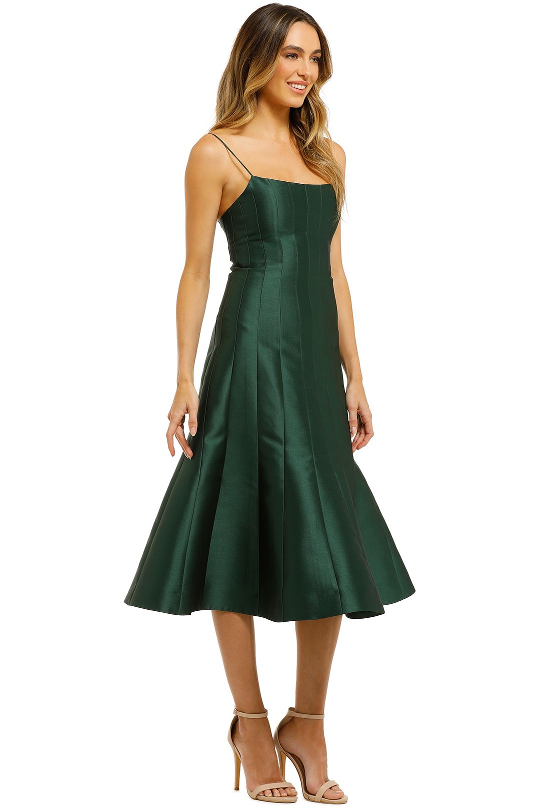Thurley-Caspian-Dress-Bottle-Green-Side