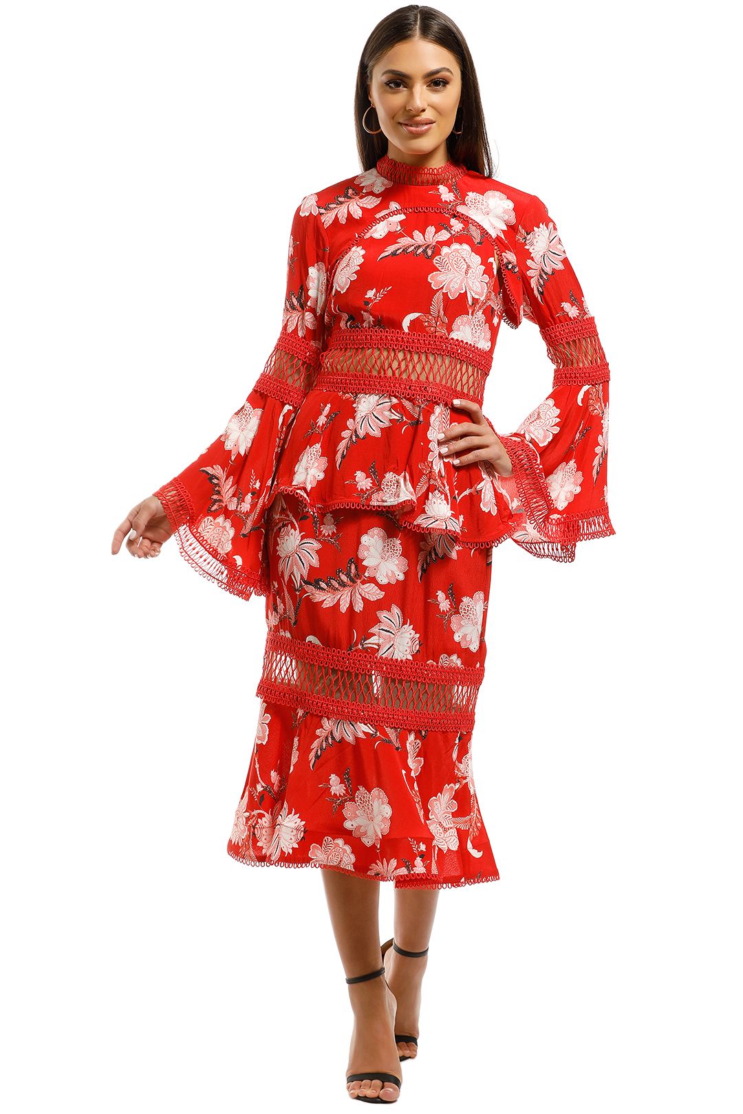 Thurley-Wild-Flower-Midi-Dress-Folkfore-Chintz-Red-Front