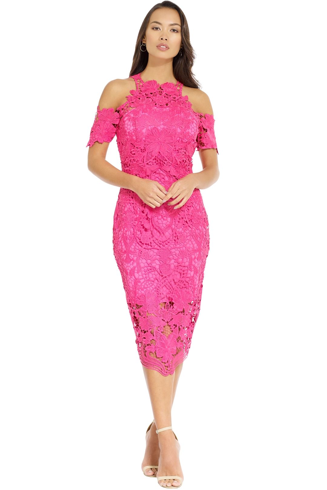 Thurley - Flower Bomb Lace Dress - Fuschia - Front