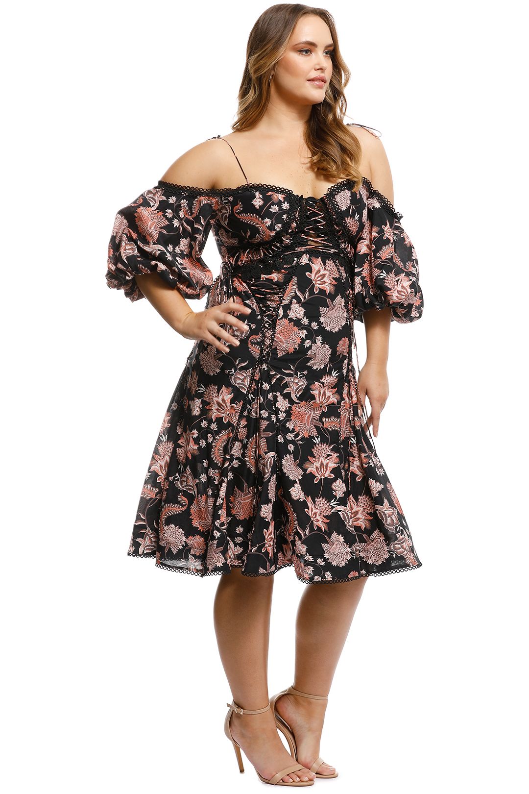 Pineapple Chintz Lace Up Midi Dress by Thurley for Rent | GlamCorner