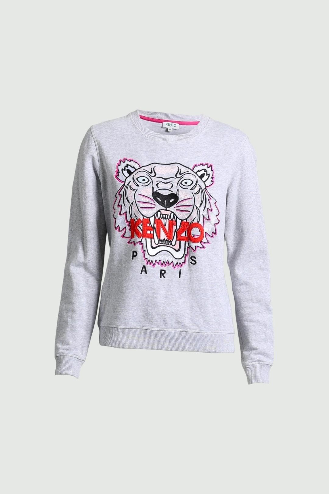 Kenzo Tiger Head Embroidery Grey Sweater