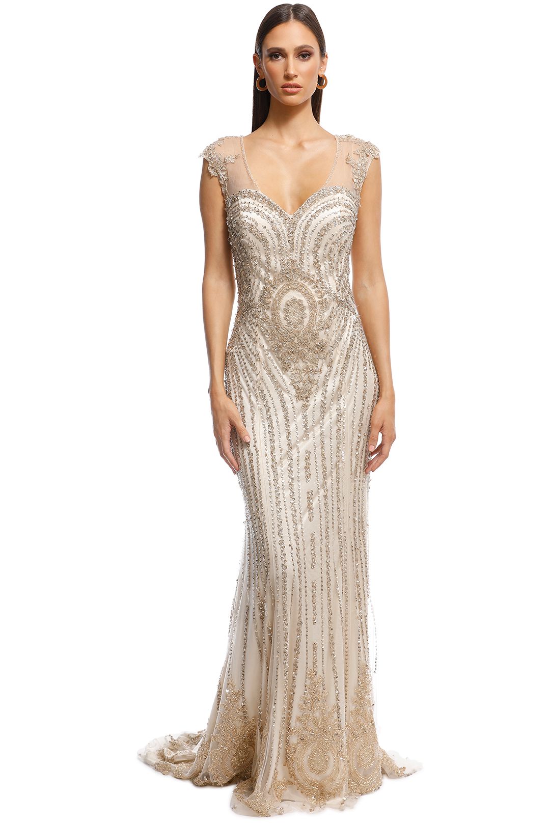 Tinaholy - Angelina Sequin Gown - Gold - Front