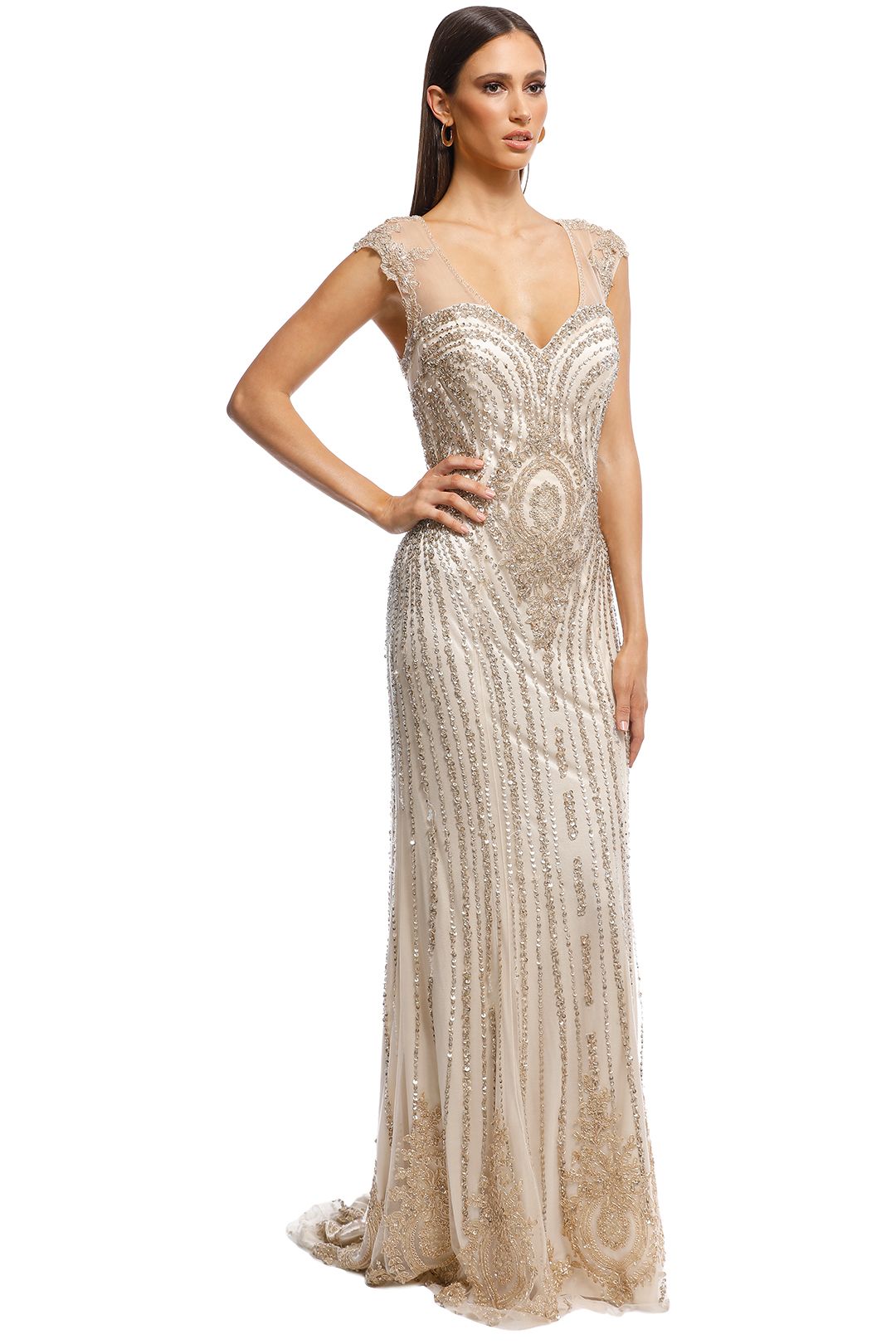 Tinaholy - Angelina Sequin Gown - Gold - Side