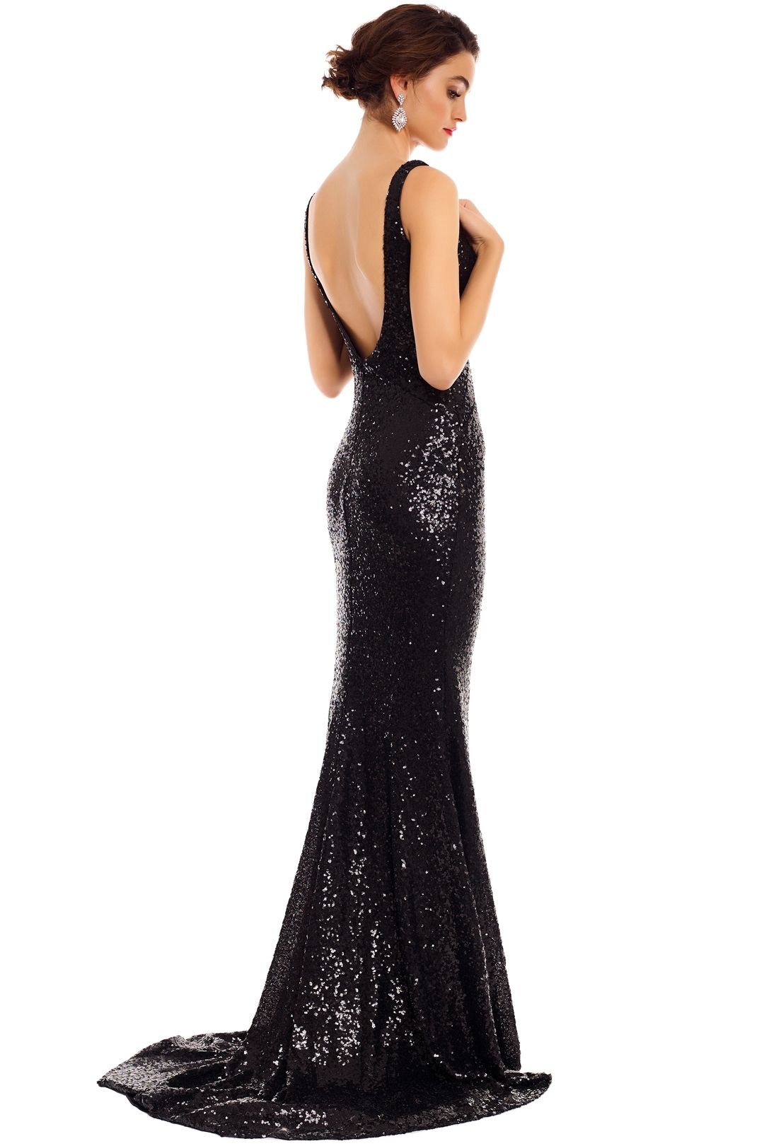 Tinaholy - Annalise Sequin Gown - Black - Back