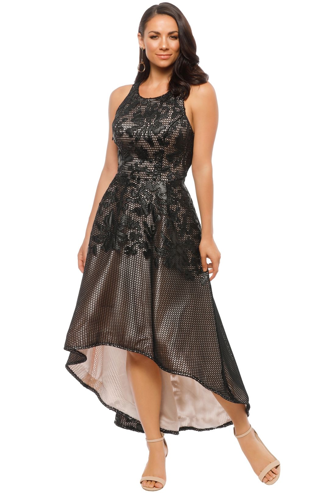 Tinaholy - Floral Lace Dress - Black - Front