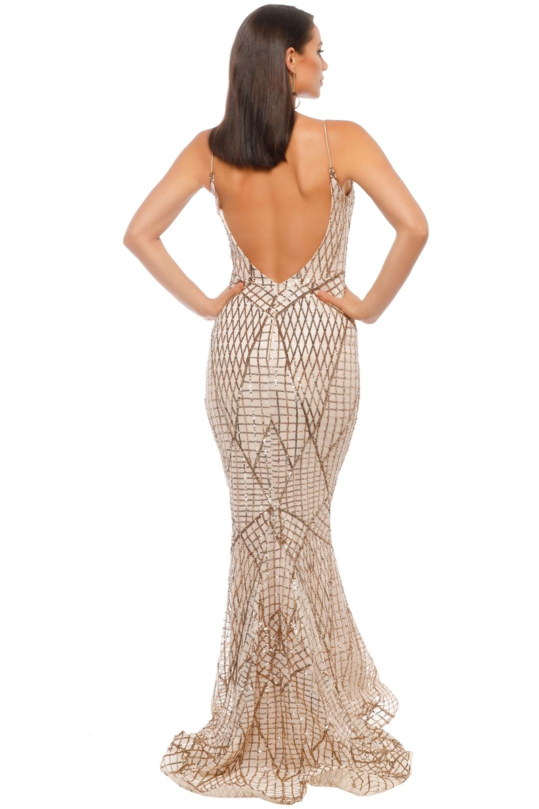 gold sequence gown