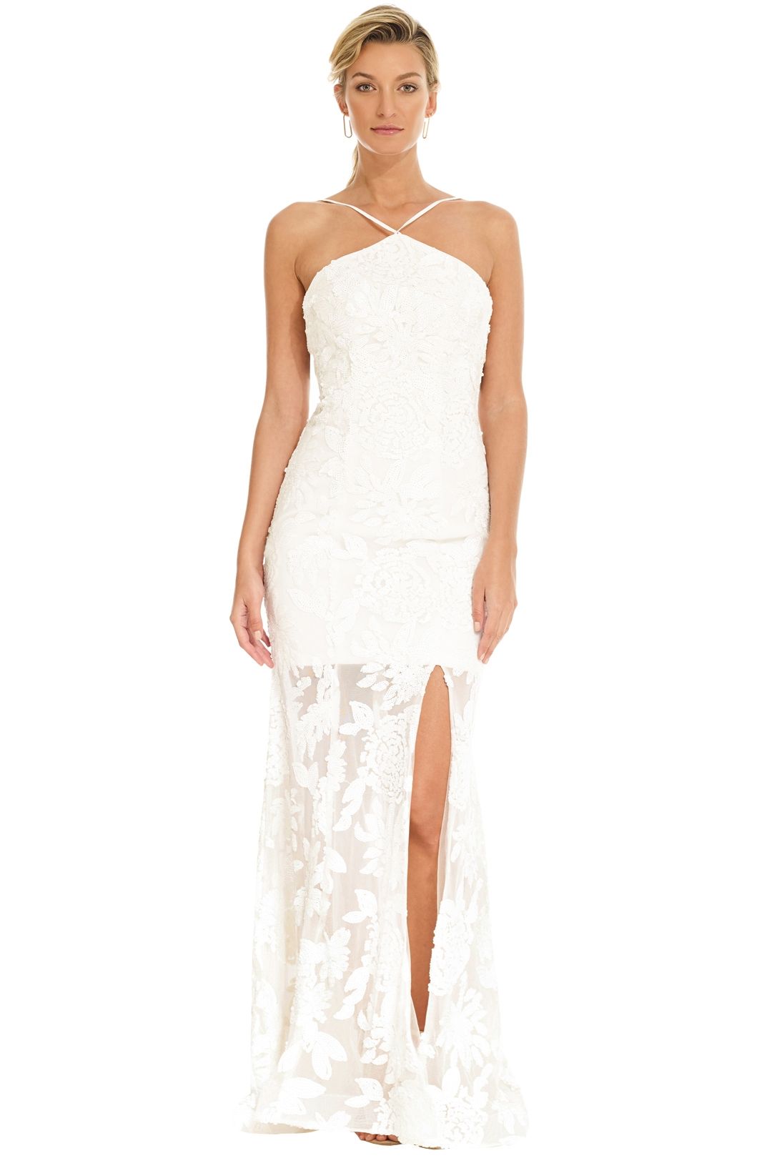 Tinaholy - White Halter Gown - Front