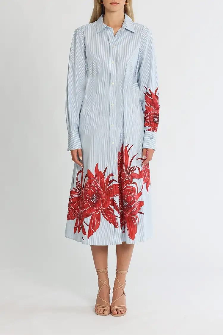 Tommy Hilfiger Cotton Floral Shirt Dress Ls Island Flower