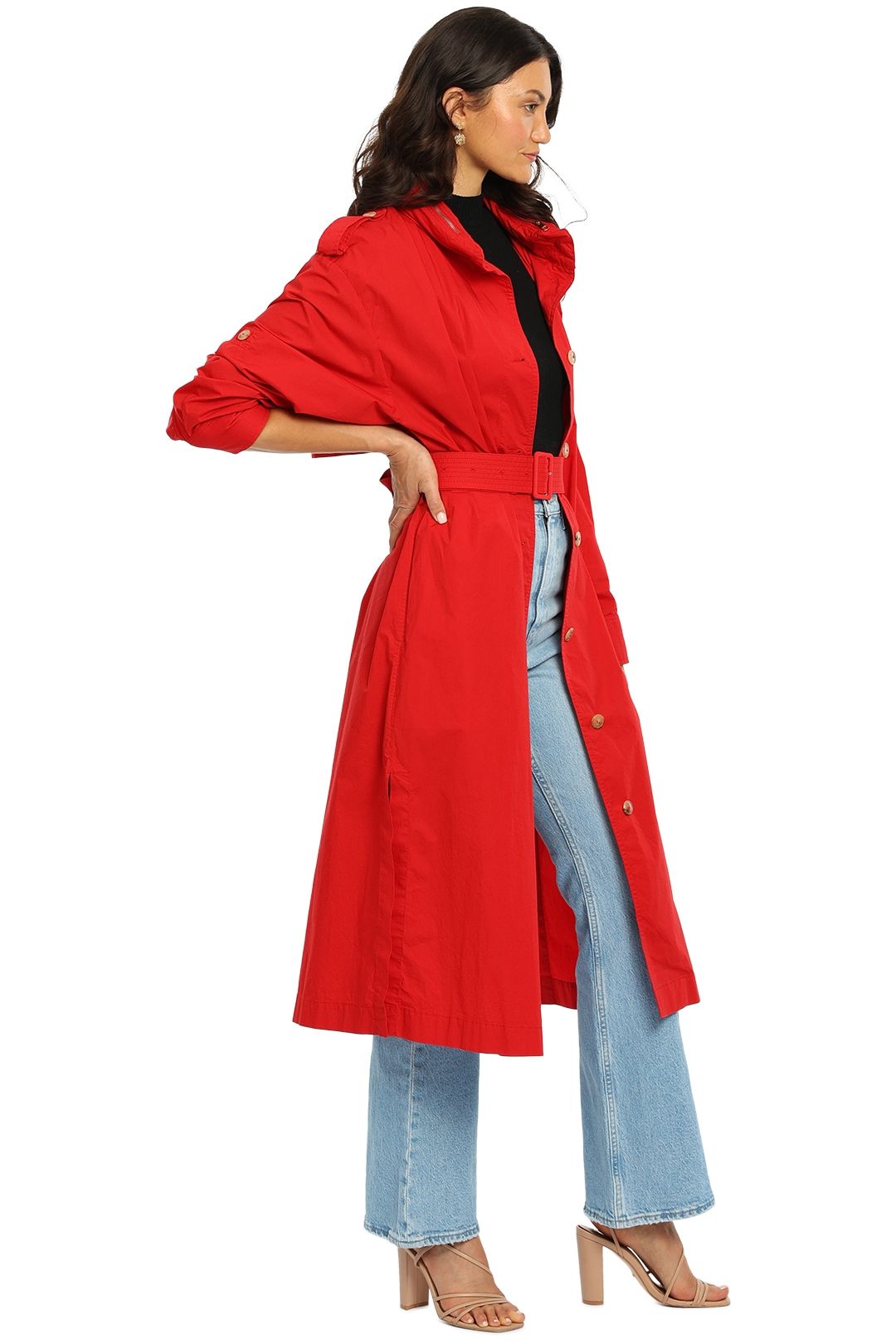 Tommy Hilfiger Icon Fluid Trench Red pocket