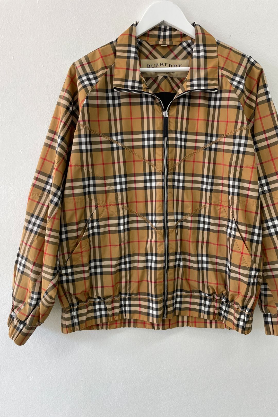 Buy Topstitch Detail Vintage Check Harrington Jacket | Burberry | GlamCorner