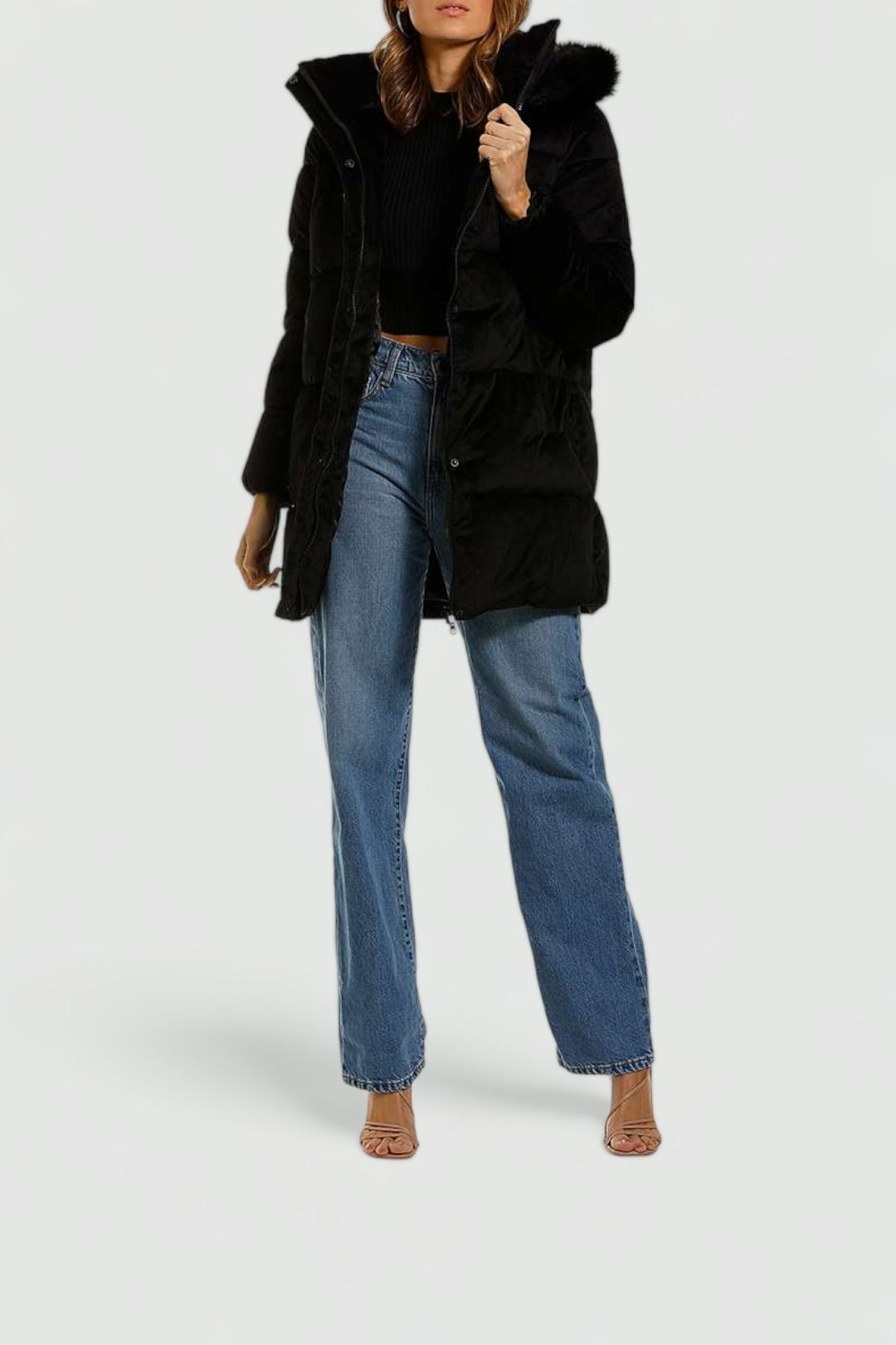 Unreal Fur Black Star Coat Fur Trim