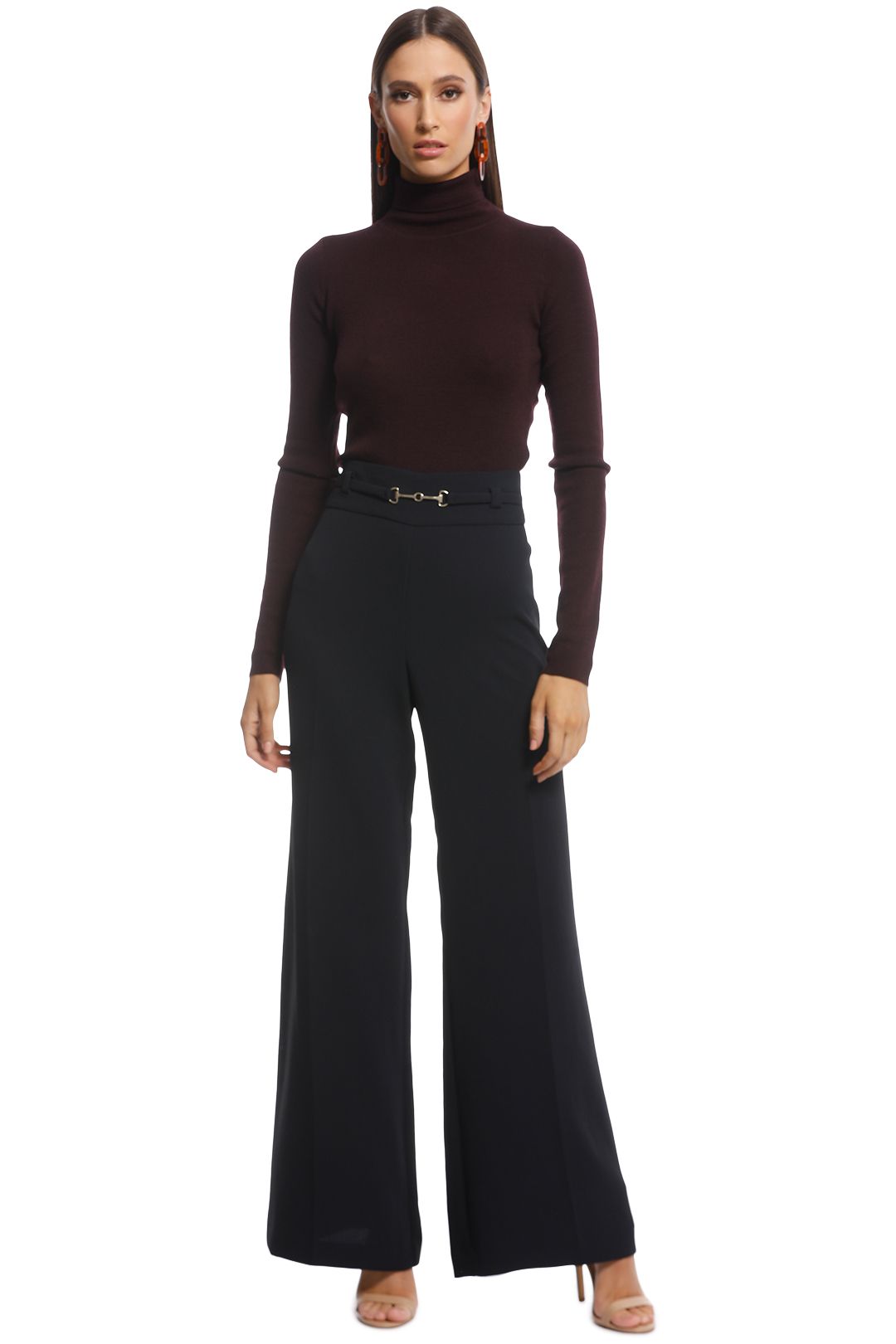 CREPE WIDE LEG PANT WITH EMB DETAILS main image 1