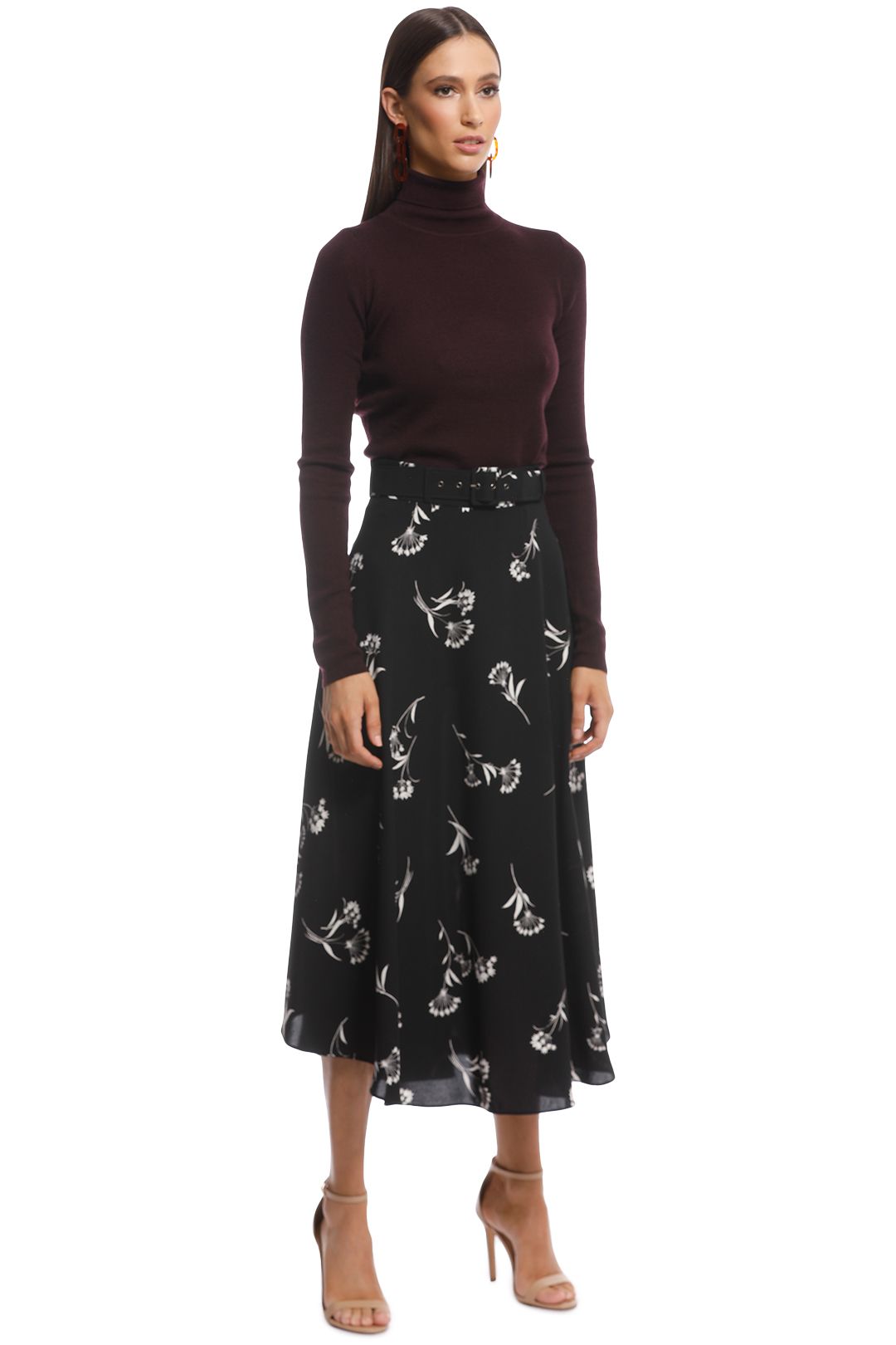 Fan Flowers Belted Skirt by Veronika Maine for Rent