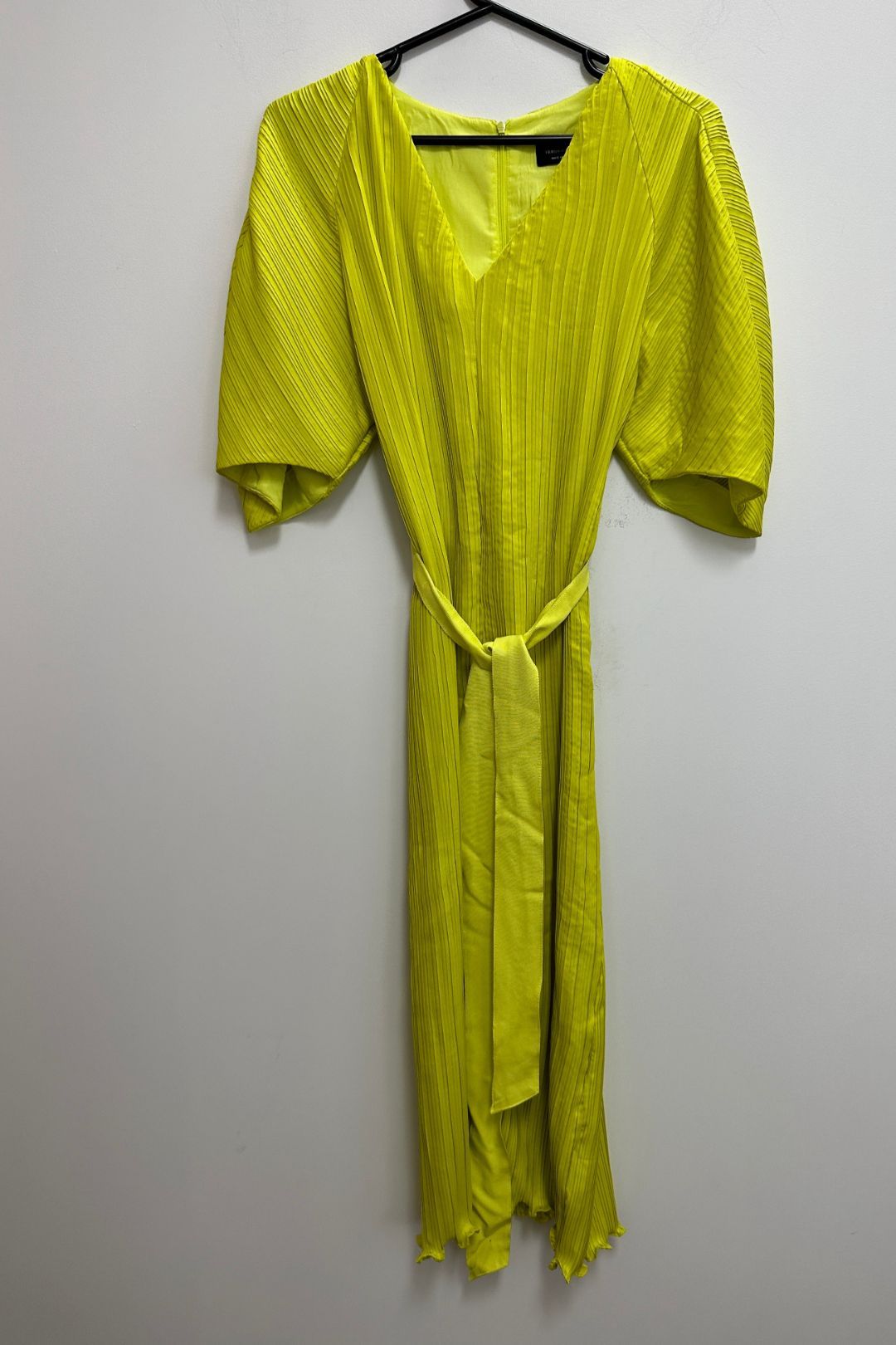 Buy Pleated Yellow Midi Dress | Veronika Maine | GlamCorner