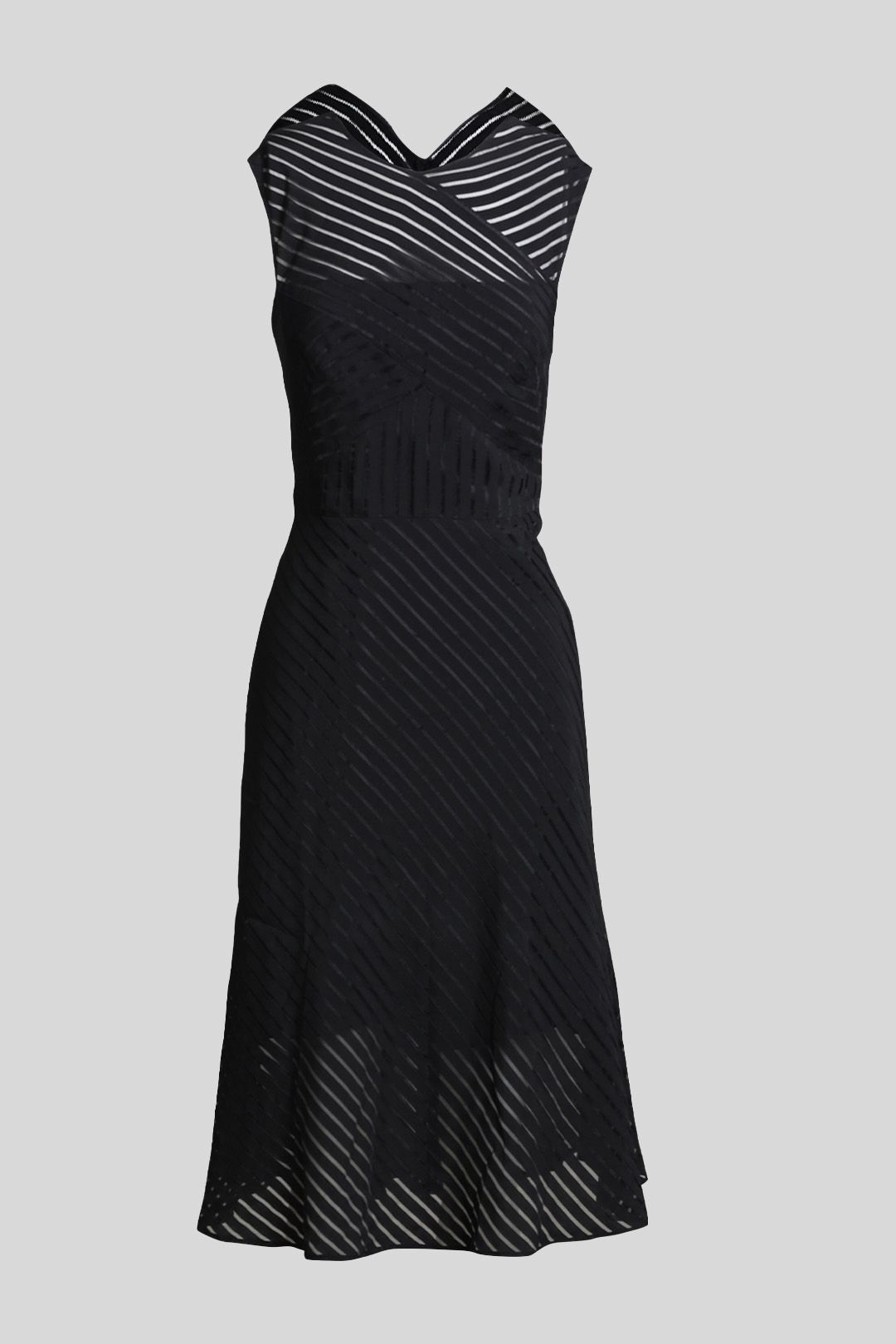 Veronika Maine - Sheer Black Striped Midi Dress
