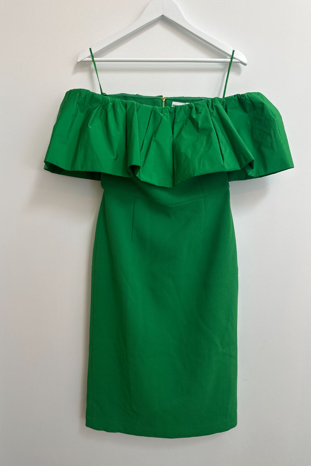 Rebecca Vallance Virgil Midi Dress Taffeta Neckline in Green