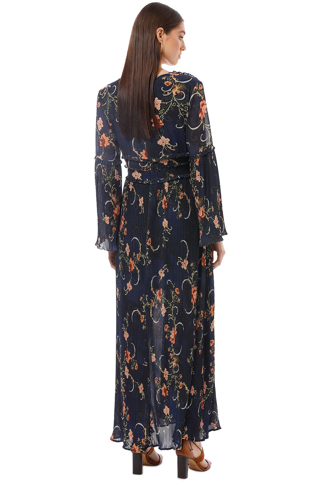 delfi adele pleated silk cut out dress