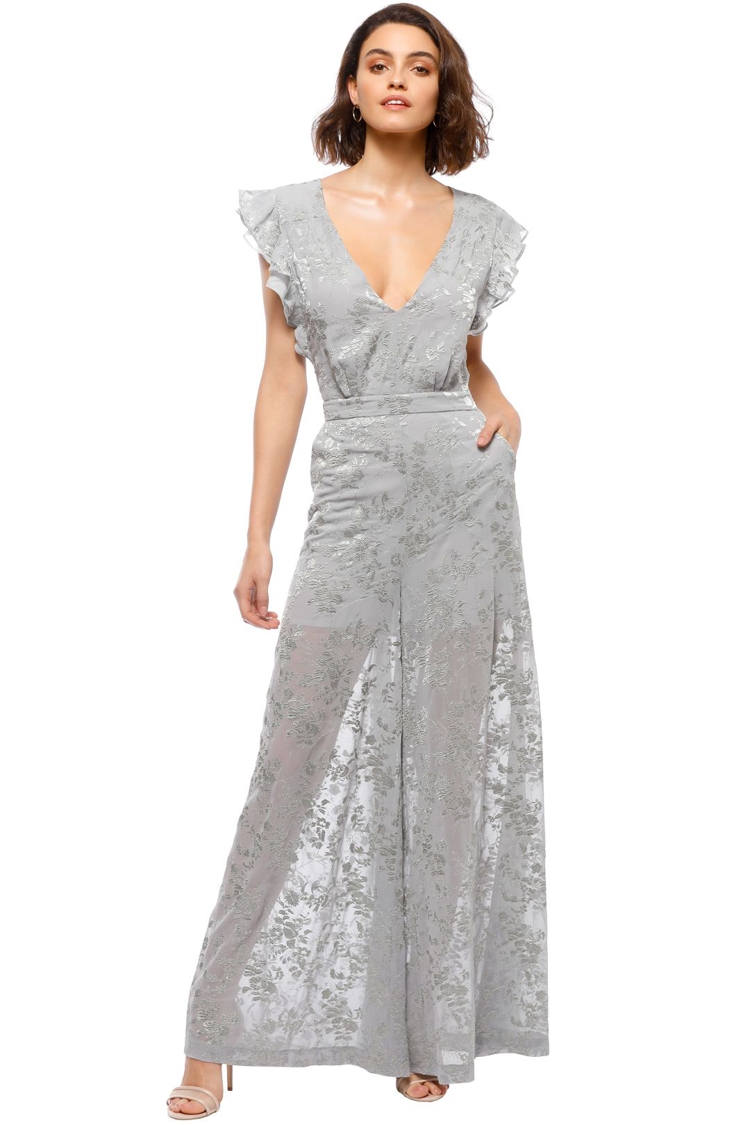 We Are Kindred - Florence Open Back Jumpsuit - Silver - Front