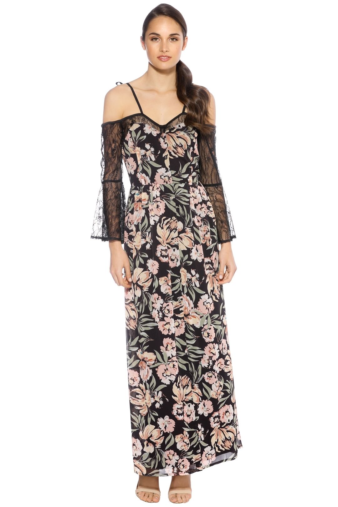 We Are Kindred - Jojo Lace Insert Dress - Floral Black - Front