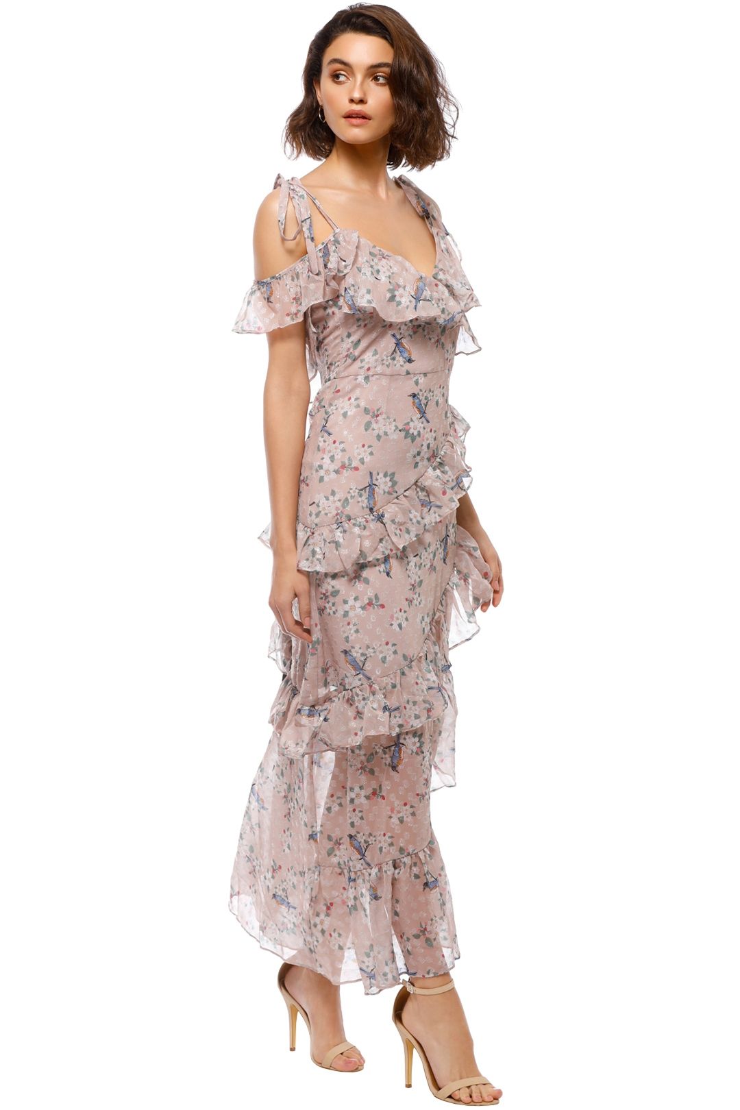 We Are Kindred - Pippa Ruffle Maxi Dress - Pastel Pink - Side