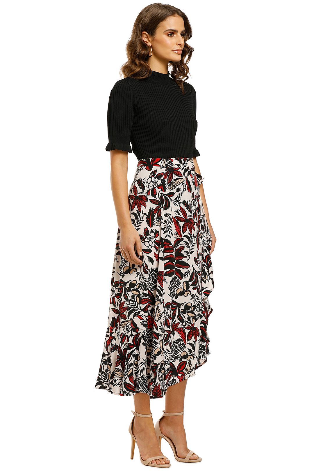 Assorted Leaves Wrap Skirt in Multi by Whistles for Rent GlamCorner