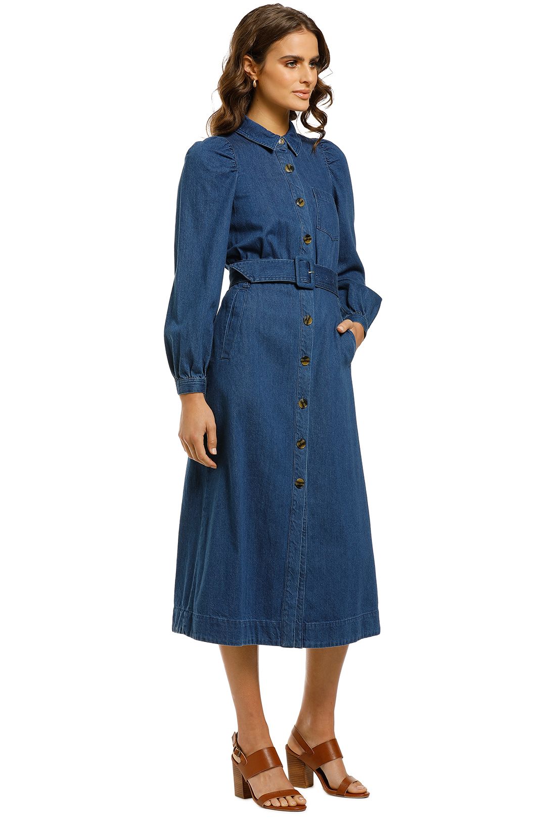 Denim Midi Shirt Dress by Whistles for Rent | GlamCorner