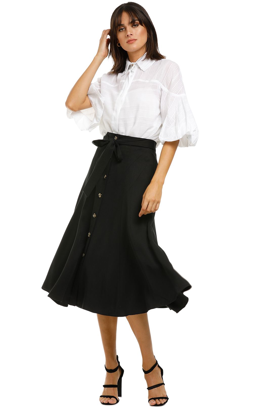 Image of Whistles - Marissa Button Through Skirt - Black