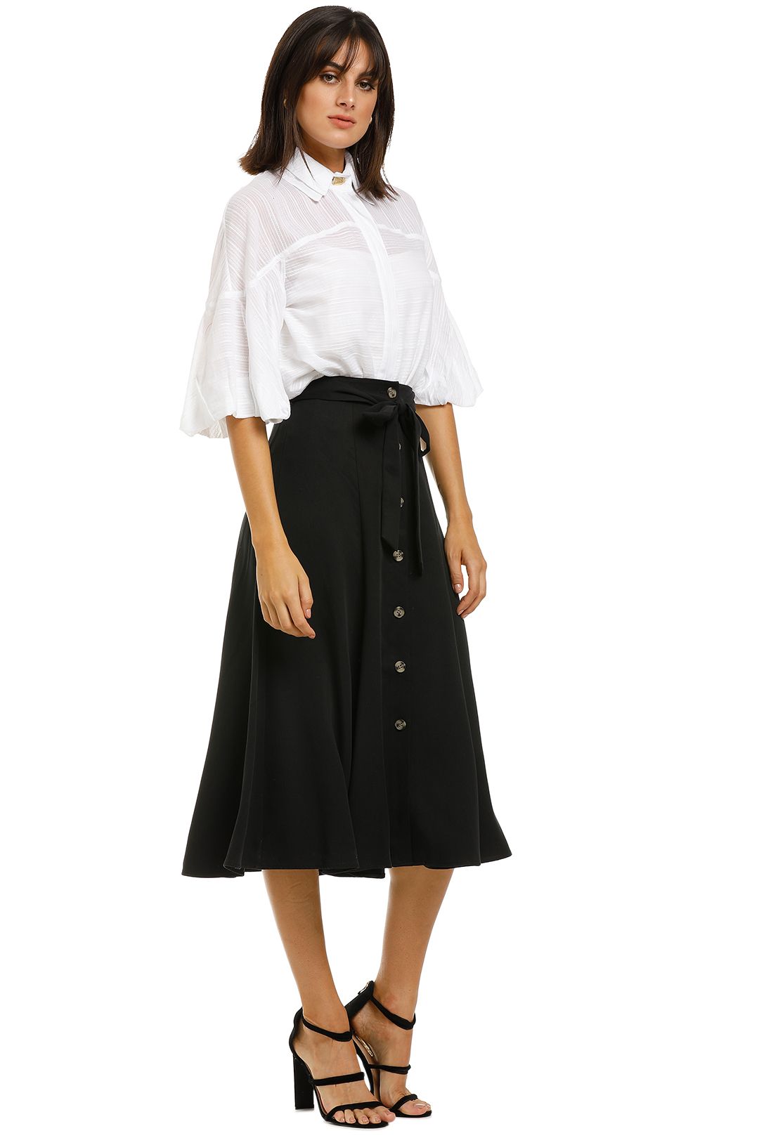 Marissa Button Through Skirt in Black by Whistles for Hire | GlamCorner