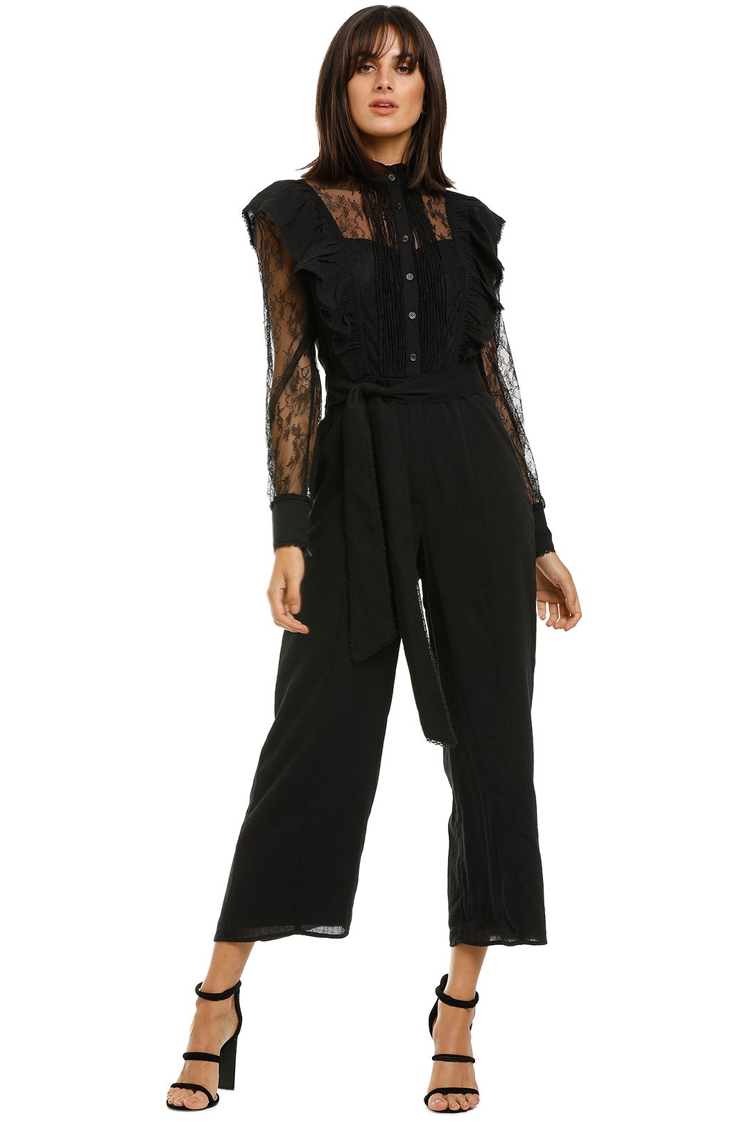 Mixed Lace Frill Jumpsuit by Whistles for Hire | GlamCorner