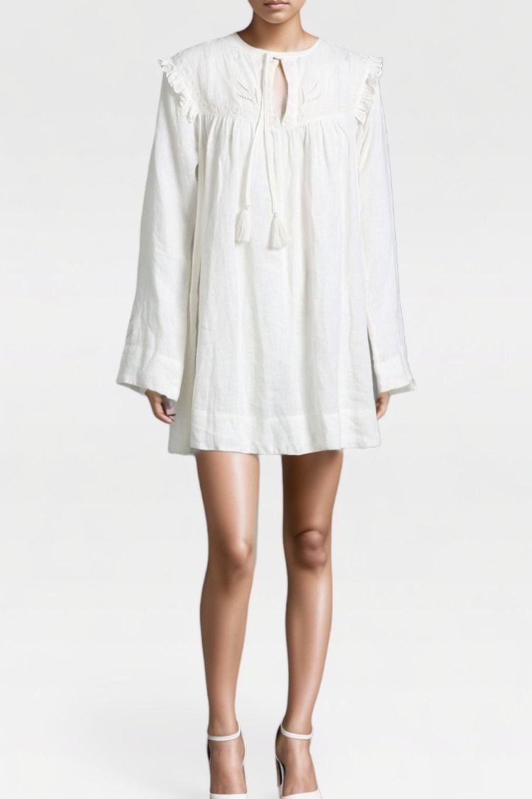 Kinga Csilla - White Boho Frill Dress