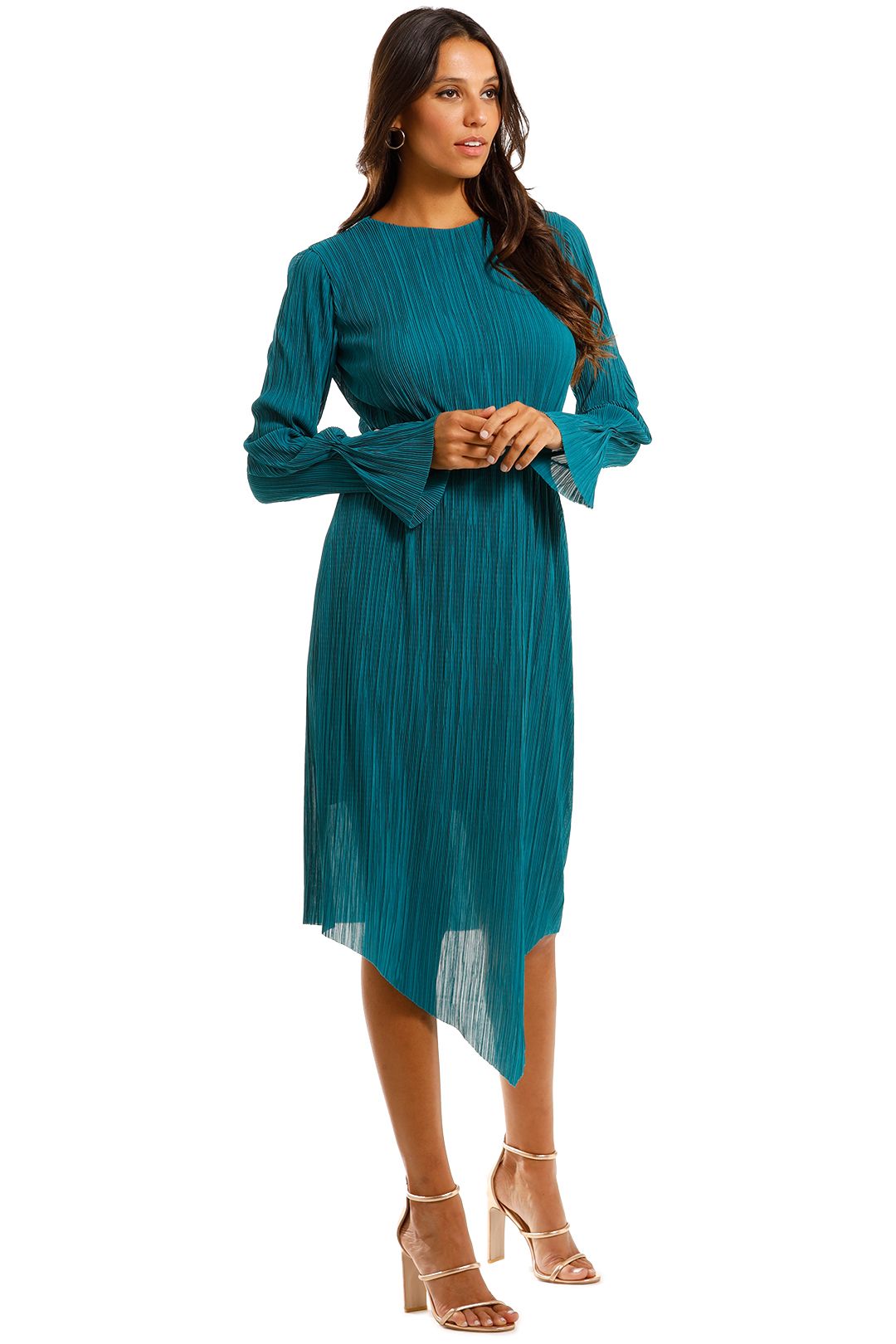 Willow Pleat Cut Away Dress Blue Asymmetrical Skirt