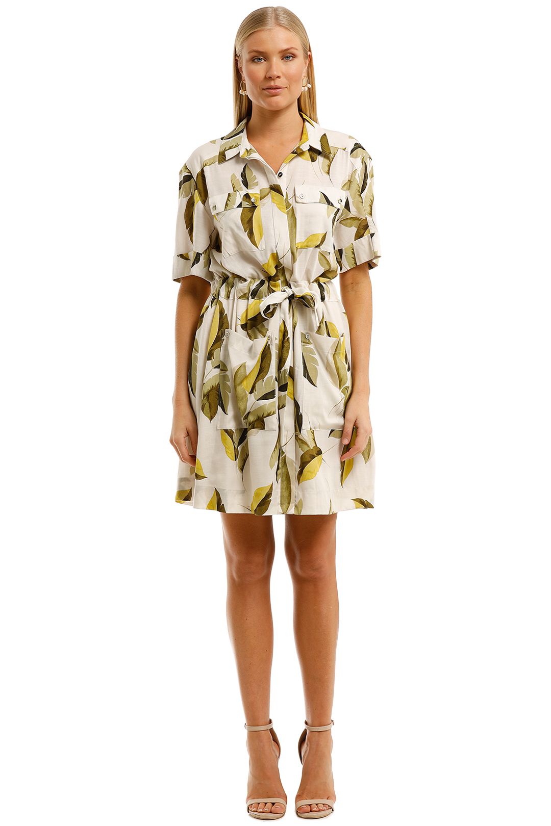 Witchery-Printed-Shirt-Dress-Green-Multi-Front