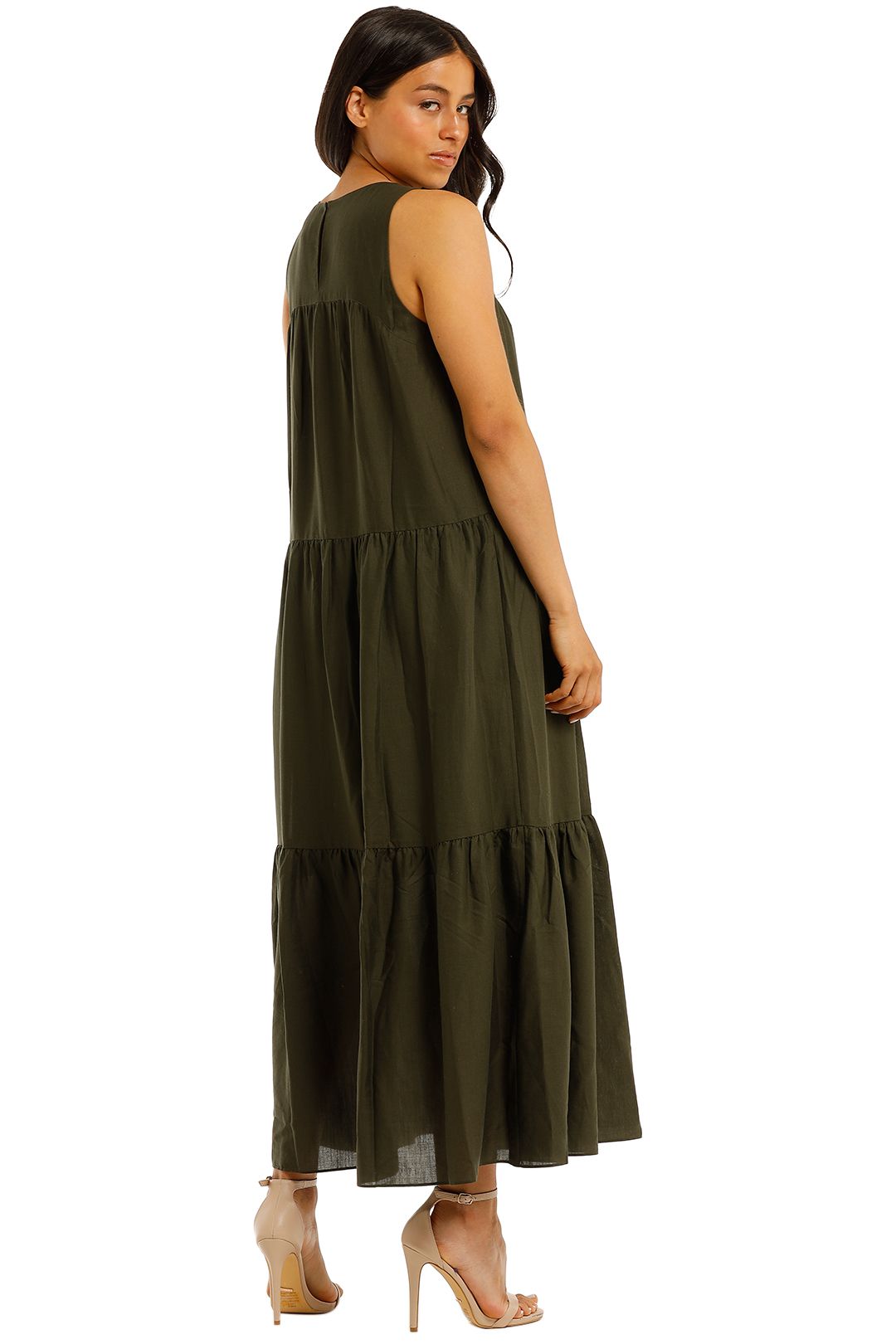 Yoke Tiered Dress in Fern by Witchery for Hire | GlamCorner