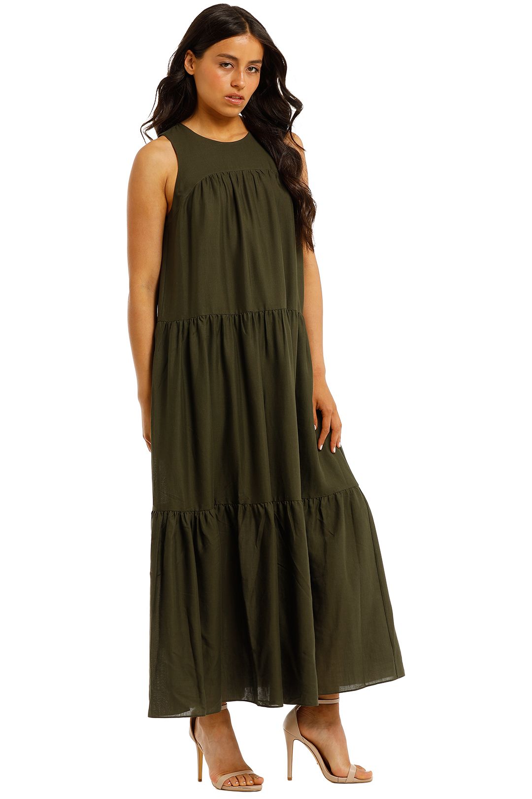 Yoke Tiered Dress in Fern by Witchery for Hire | GlamCorner